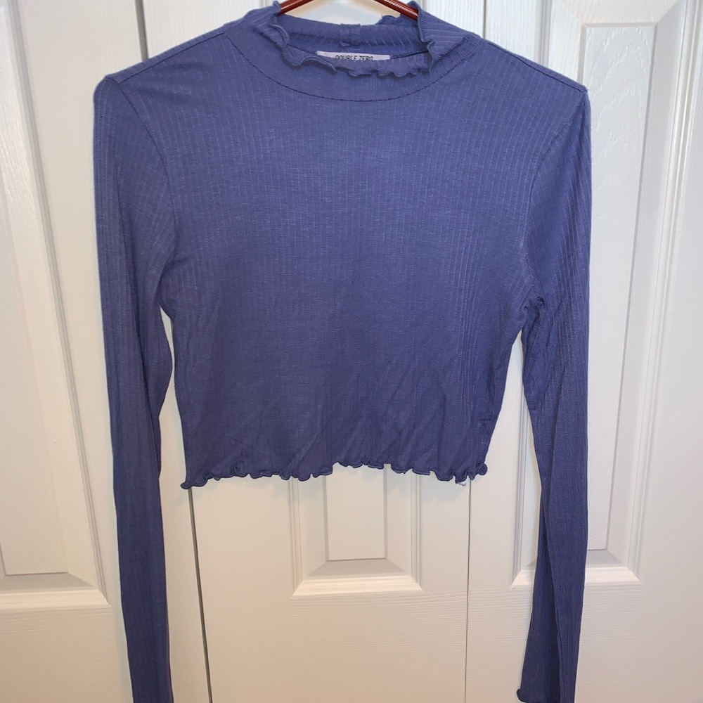 Blue turtleneck long sleeve- cropped